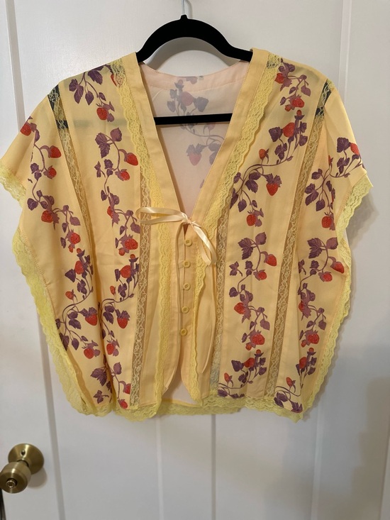 Tops - Yellow Floral Sheer Summer Top